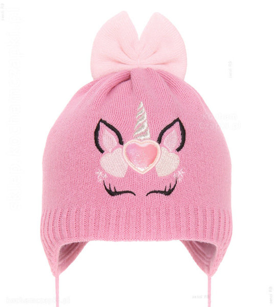 Różowa czapka z jednorożcem dla dziewczynki, Unicorn, rozm. 48-50 cm