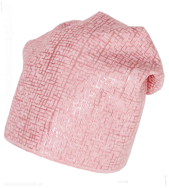 Różowa czapka ze połyskiem jesień / zima Minako rozm. 54-56 cm
