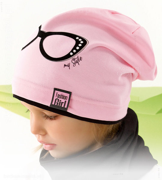 Stylowa czapka dla dziewczynki, wiosenna, jesienn, Fashion Girl, rozm. 48-50 cm