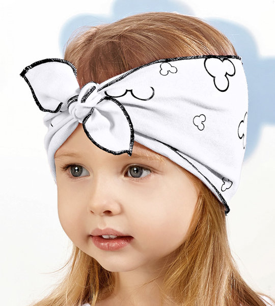 Szeroka opaska na głowę dla dziewczynki, turban, biała,  46239, obw. 44-46 cm