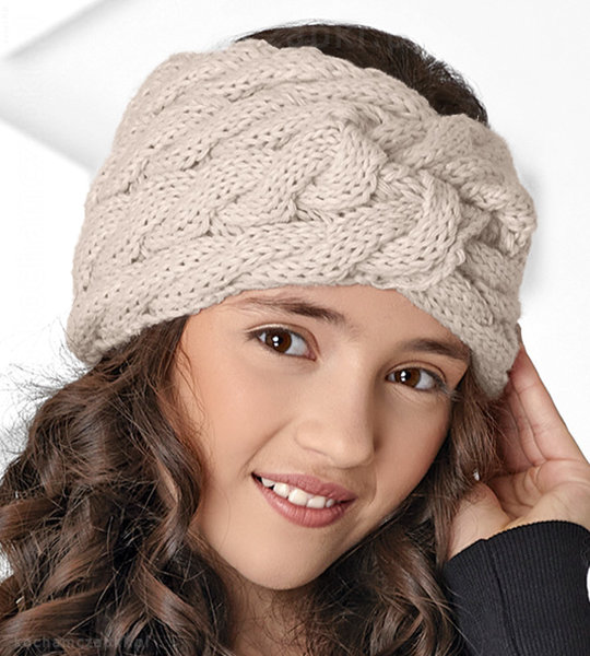 Szeroka opaska turban z włóczki dla dziewczynki, damska Helmi  rozm. 52-56cm