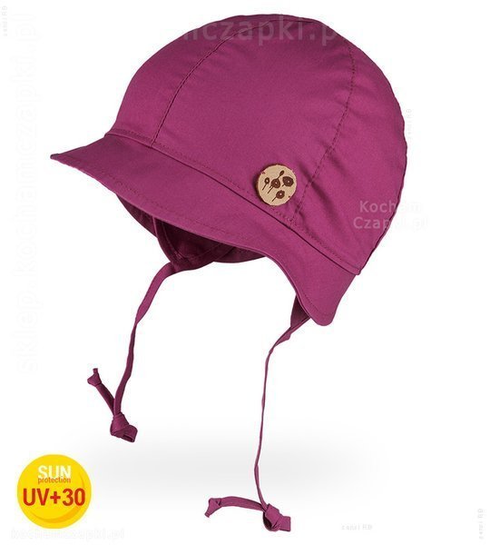 Wiązana czapeczka dla dziewczynki, z filtrem UV na lato Larissa rozm. 44-46 cm