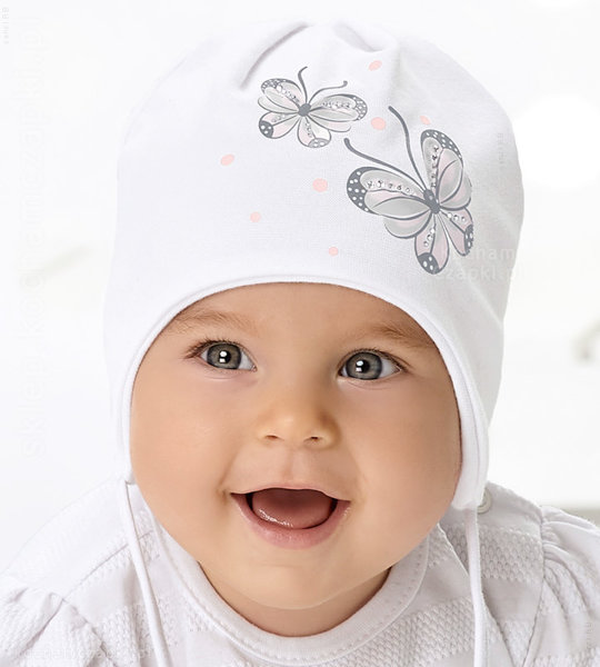 Wiązana czapka dla dziewczynki wiosna Agness, rozm. 42-45 cm