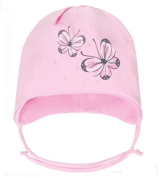 Wiązana czapka dla dziewczynki, wiosna/jesień, Agness, rozm. 46-49 cm