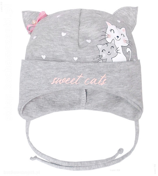 Wiązana czapka dziewczęca Sweet Cats, rozm. 46-49 cm