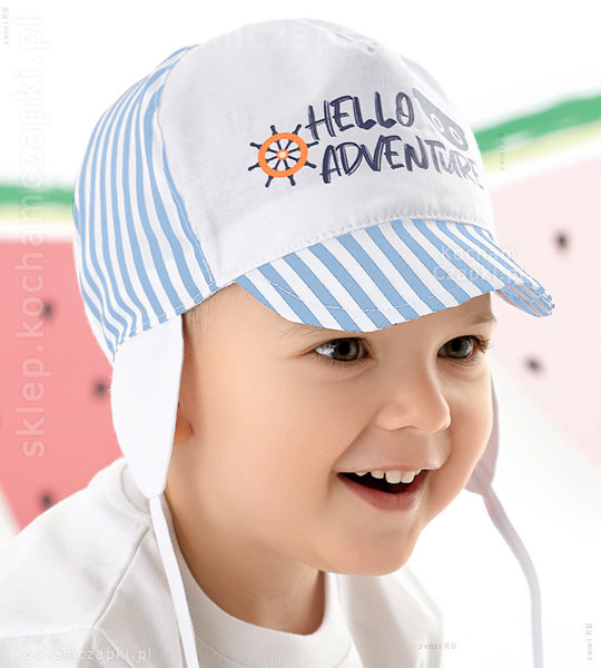 Wiązana czapka na lato dla chłopca, Hello Adventure rozm. 46-48 cm