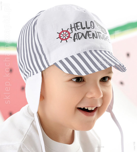 Wiązana czapka z daszkiem dla chłopca, Hello Adventure, 48-50 cm