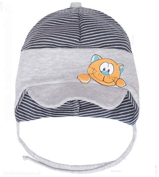 Wiązana czapka z daszkiem dla niemowlaka, Charlie, rozm. 42-46 cm