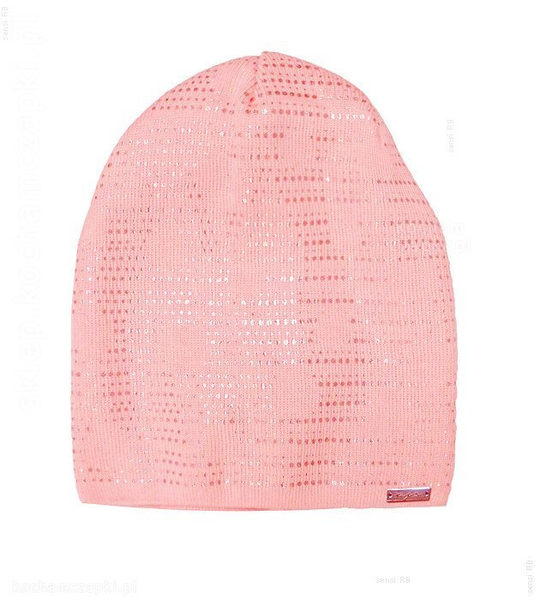 Wiosenna czapka młodzieżowa, damska, dziewczęca LUNA, morelowy, rozm. 54-56 cm