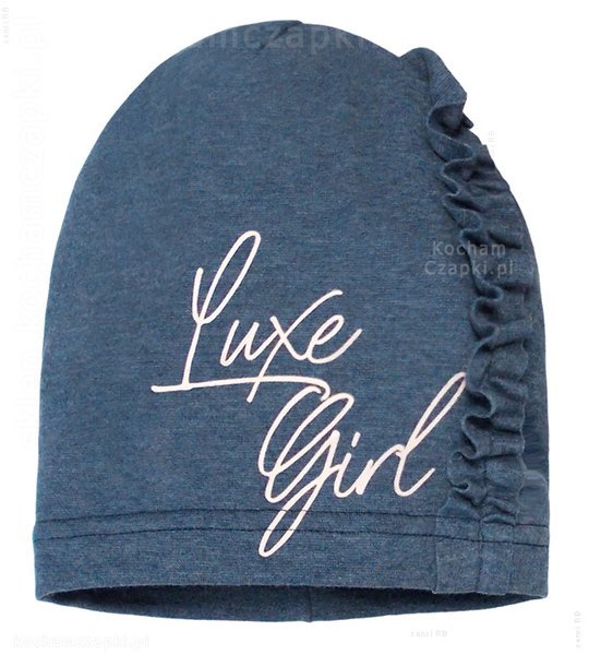 Wiosenna czapka smerfetka bawełniana dla dziewczynek Luxe Girl rozm. 48-50 cm