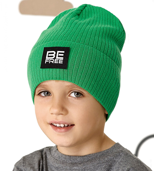 Zielona czapka wiosenna/jesienna dla chłopca, prążek, Befren r. 54-56 cm
