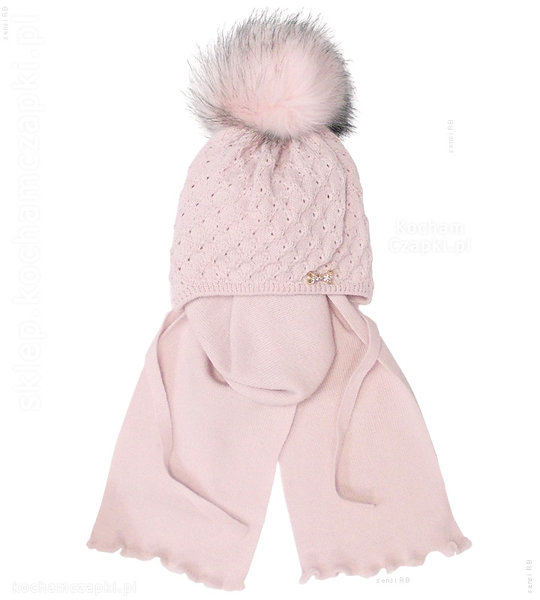 Zimowa czapeczka niemowlęca i szalik, Valbona, rozm. 36-38 cm