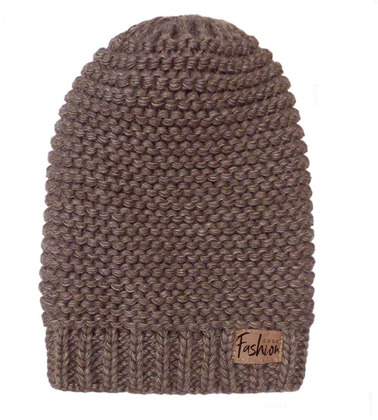 Zimowa czapka damska, gruba z włóczki Khyati, brązowa, 55-57 cm