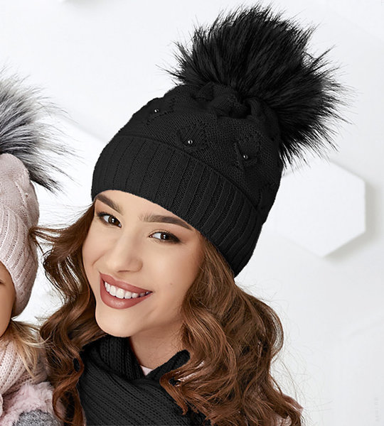 Zimowa czapka damska i szalik, elegancki komplet Rosemarie, rozm. 54-55 cm