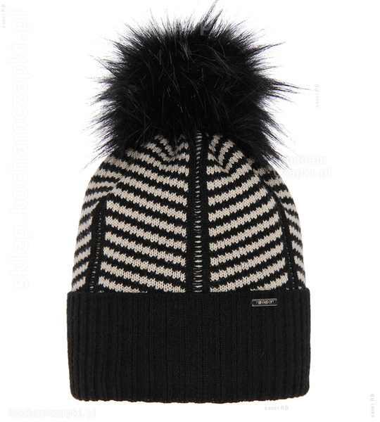 Zimowa czapka damska żakardowa Gelna jodełkowy wzór rozm. 56-58 cm	