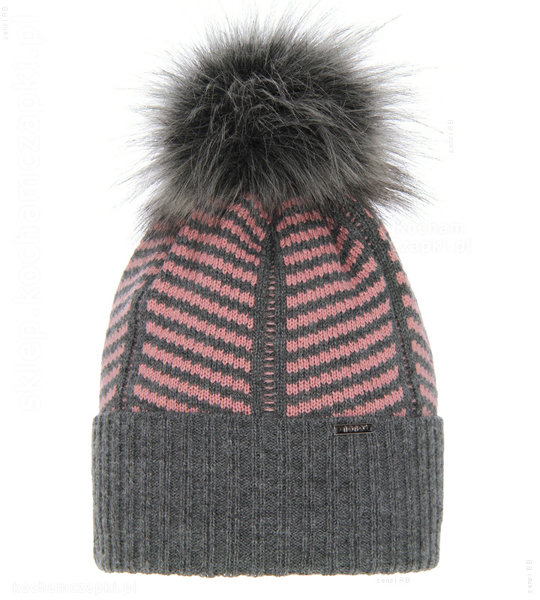 Zimowa czapka damska żakardowa Gelna jodełkowy wzór rozm. 56-58 cm	