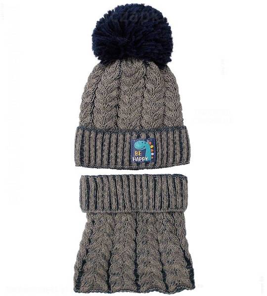 Zimowa czapka dla chłopca i komin, Be Happy, rozm. 50-53 cm