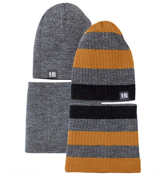 Zimowa czapka dla chłopca i komin, komplet sportowy Nayakan, dwustronny, rozm. 55-58 cm