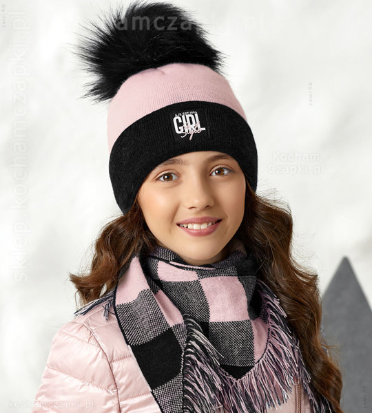 Zimowa czapka i chusta dla dziewczynki, Sachiko, rozm. 49-53 cm
