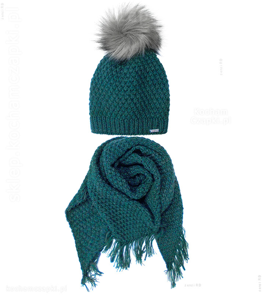 Zimowa czapka i chusta dla dziewczynki, komplet Glen.. r. 53-56cm