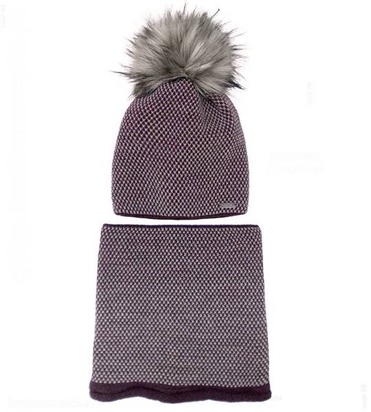 Zimowa czapka i komin damski, komplet, Galia, rozm. 56-58 cm
