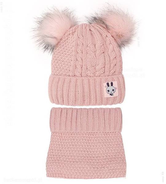 Zimowa czapka i komin dla dziewczynki, Baby Bunny, rozm. 46-50 cm