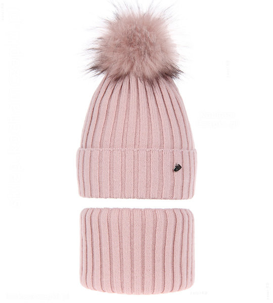Zimowa czapka i komin dla dziewczyny Wilma rozm. 46-48 cm