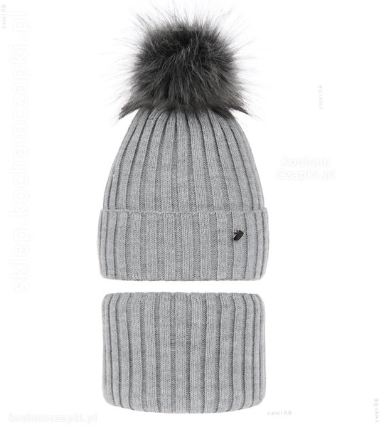 Zimowa czapka i komin dla dziewczyny Wilma rozm. 46-48 cm