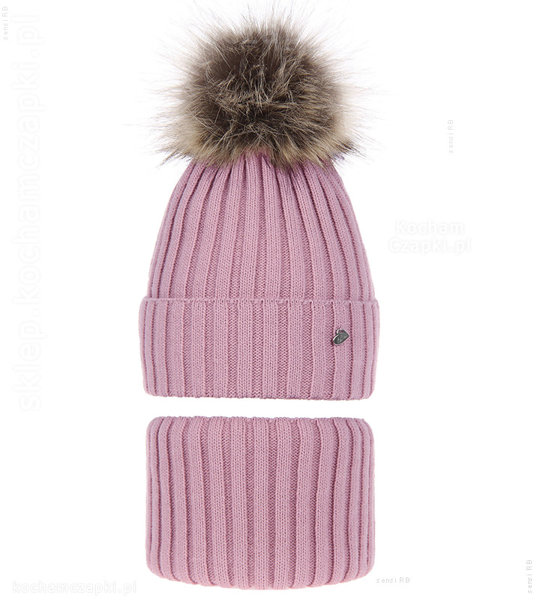 Zimowa czapka i komin dla dziewczyny Wilma rozm. 48-52 cm