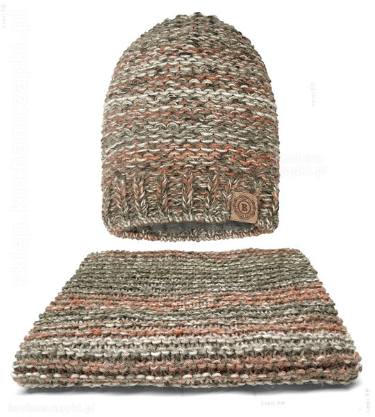 Zimowa czapka z polarem i długi szal damski, Gisele, rozm. 54-56  cm