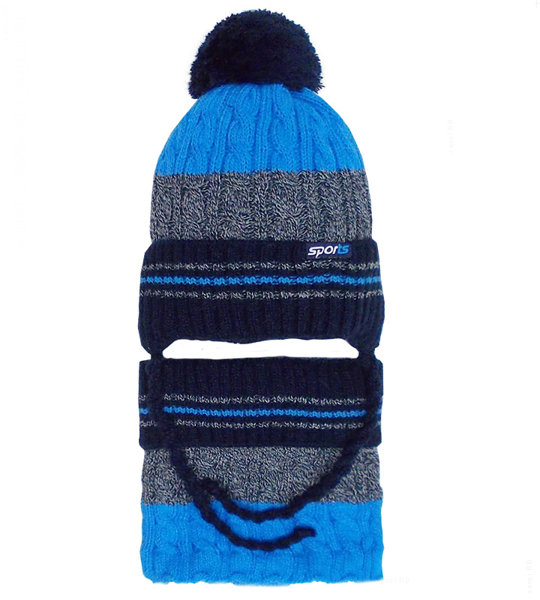 Zimowa czapka z polarem i komin dla chłopca, Nikodemus rozm. 50-54 cm