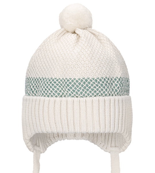 Zimowa czapka z wełny merino,  kremowa, Fritof, rozm. 44-48 cm