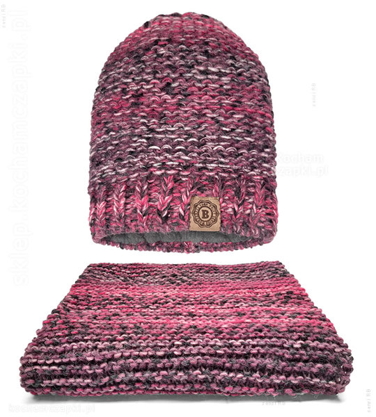 Zimowa damska czapka z polarem i długi szal, Gisele, rozm. 54-56  cm