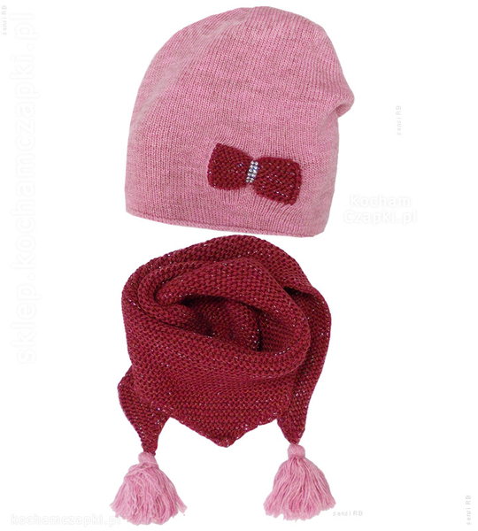 Zimowa smerfetka, czapka i chusta dla dziewczynki, Lanna, rozm. 49-53 cm