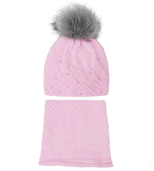 Zimowy komplet, czapka i komin dla dziewczynki, Botilda, rozm. 54-56 cm