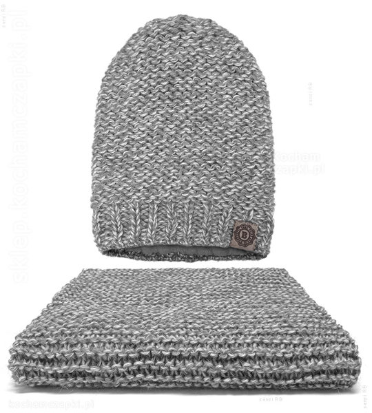 Zimowy komplet, czapka i szal, z polarem, Gisele, rozm. 54-56  cm