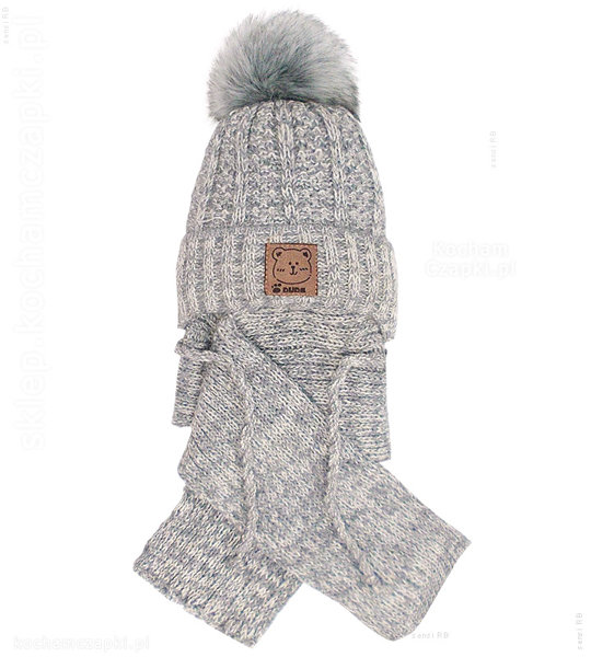 Zimowy komplet czapka i szalik dla chłopczyka Linus, rozm. 39-42cm