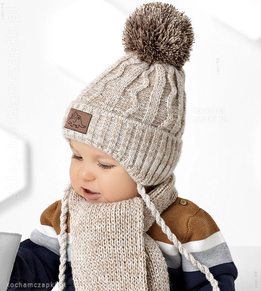 Zimowy komplet czapka i szalik dla chłopczyka Mattis, rozm. 42-46cm