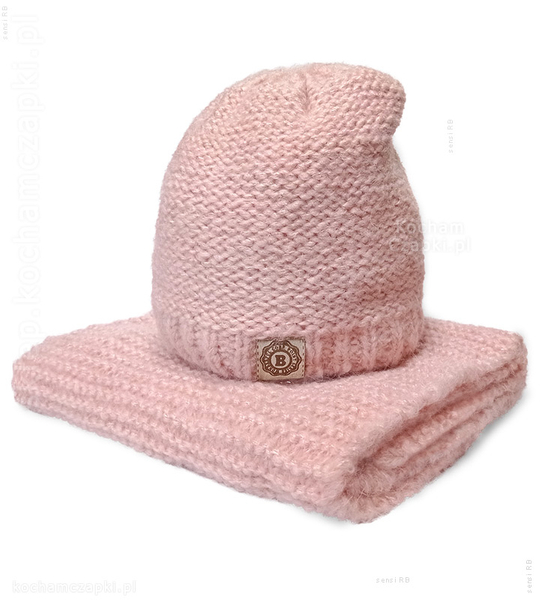 Zimowy komplet: czapka z polarem i długi szal zimowy Giselle, rozm. 54-56  cm