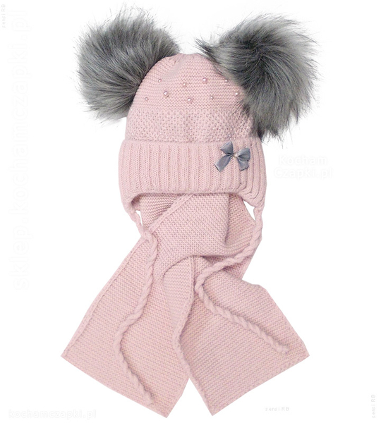 Zimowy komplet niemowlęcy, czapka i szalik, Penelo rozm. 40-43cm