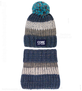 Komplet zimowy chłopięcy,  kolorowa czapka i komin, Svend, rozm. 54-56 cm