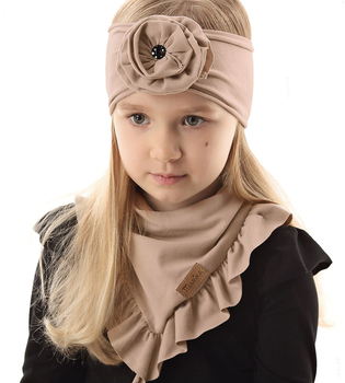 Opaska dla dziewczynki, na głowę, karmelowa, 3263, obw. 47-49 cm