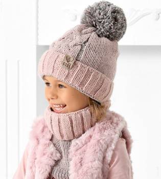 Zimowa czapka dla dziewczynki i komin, ciepły komplet, Kelyn, rozm. 52-55 cm