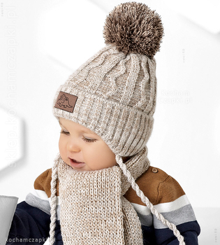 Zimowy komplet czapka i szalik dla chłopczyka, Mattis, rozm. 42-46cm